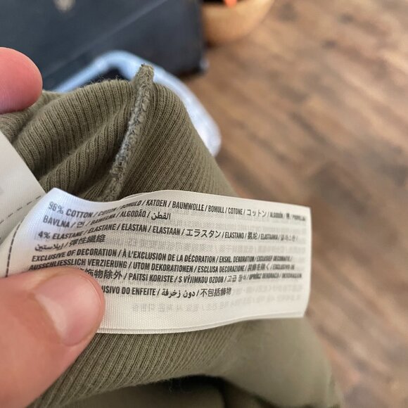 Abercrombie & Fitch Ribbed Long Sleeve Mock Neck Mini Dress Olive Green Size M - Picture 8 of 8